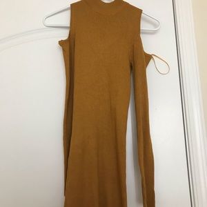 Forever 21 Mustard Bodycon Mini Sweater Dress